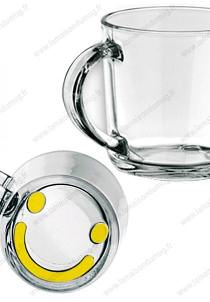 Mug verre marqué Smiley jaune