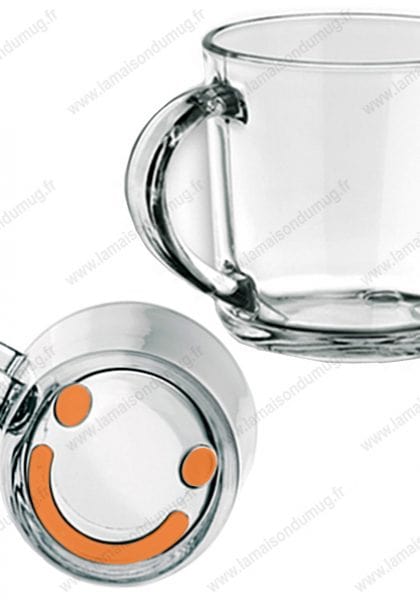 Mug verre marqué Smiley orange